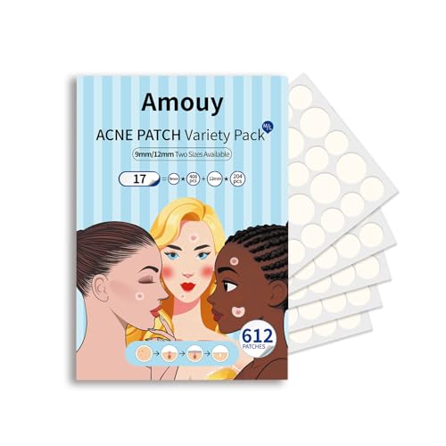 Amouy Acne Pimple Patch- 2 Sizes 612 Dots Thin & Thick Hydrocolloid
