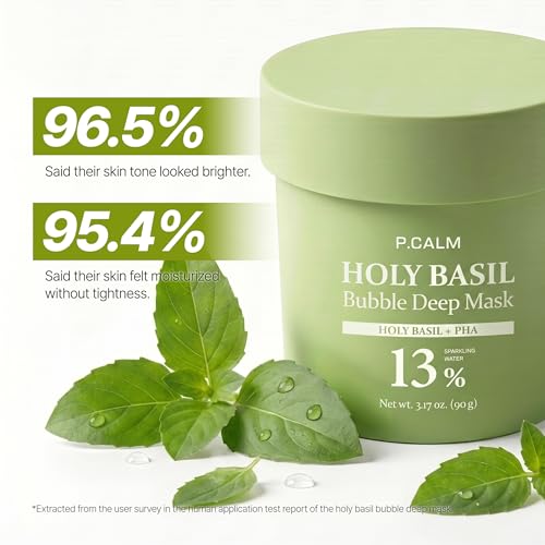 P.CALM Holy Basil Bubble Deep Mask 90g - Green | Blackhead & Pore Cleansing