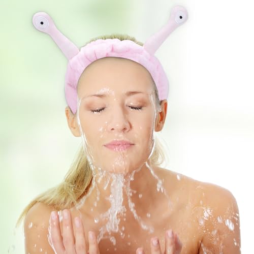 Jowmoy Cute Pink Snail Headband for Face Washing & Makeup
