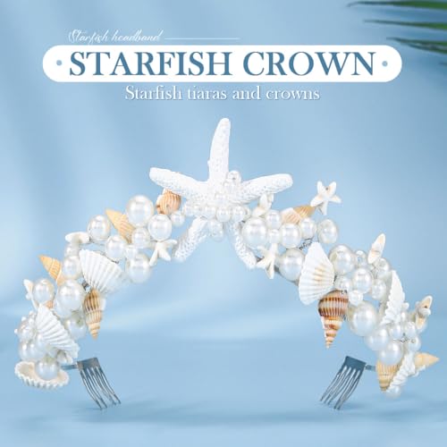 Mermaid Starfish Crown with Pearls & Shells - Bridal Wedding Headband