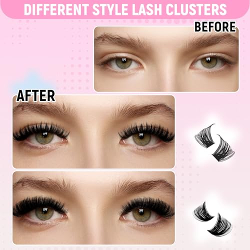 FADLASH 60D+80D/100D Lash Clusters Kit 10-18mm with Bond & Tweezers