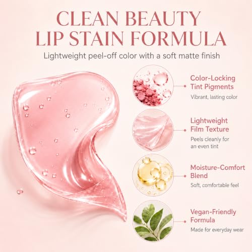 Peel Off Lip Stain - Long Lasting, Waterproof Lip Tint in 6 Shades