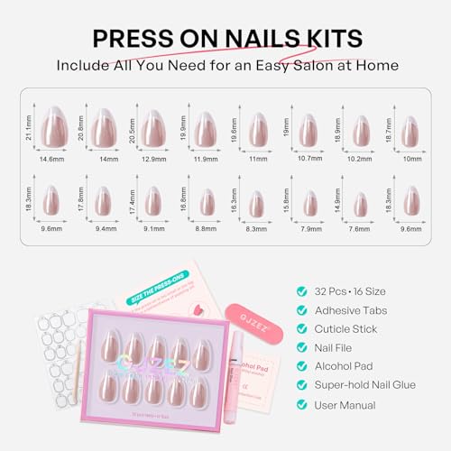 Short Almond Press On Nails - Soft Gel Glazed Donut Pink Chrome Kit