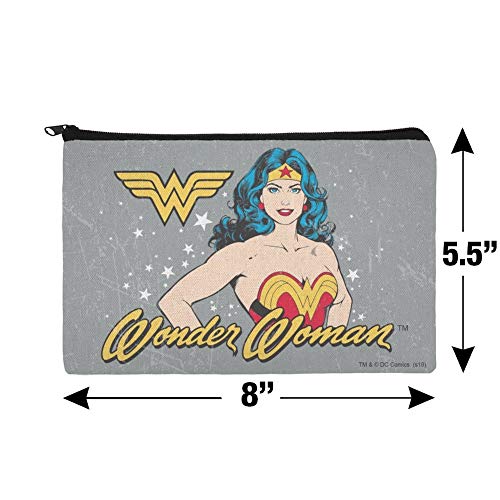 Wonder Woman Vintage Icon Canvas Cosmetic Bag - Travel Makeup Pouch