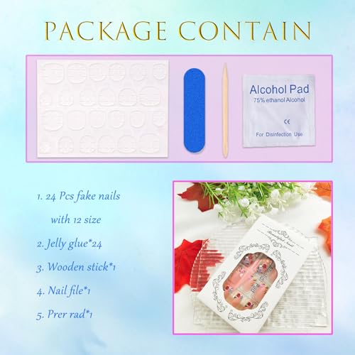 Colorful 3D Flower Press-On Nails | Square Acrylic Nails Set