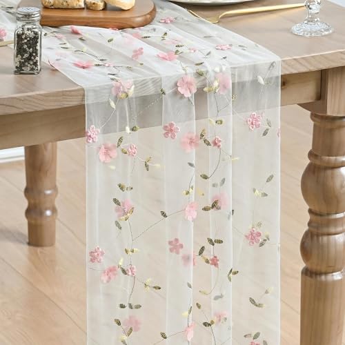 Artoid Mode Pink 3D Flower Table Runner - 28 x 120 Inch Polyester