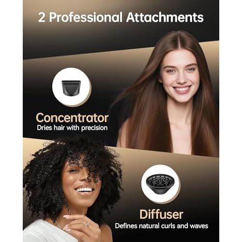 Hair Dryer, CONFU Blow Dryer with Diffuser, 21000PRM Professional Hairdryer, Portable Lightweight Fast Drying Negative Ionic Blow Dryer, Hair Diffuser for Curly Hair for Home Travel