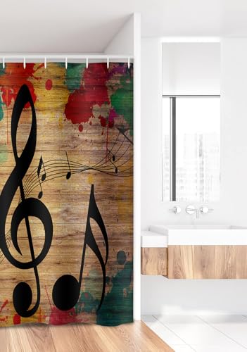 Colorful Musical Notes Shower Curtain - 36x72 Water Repellent Decor
