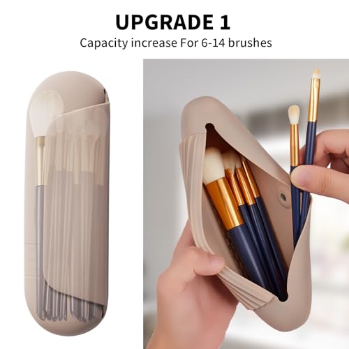 AGIKET Soft Silicone Makeup Brush Holder - Travel Cosmetic Bag with Magnetic Closure