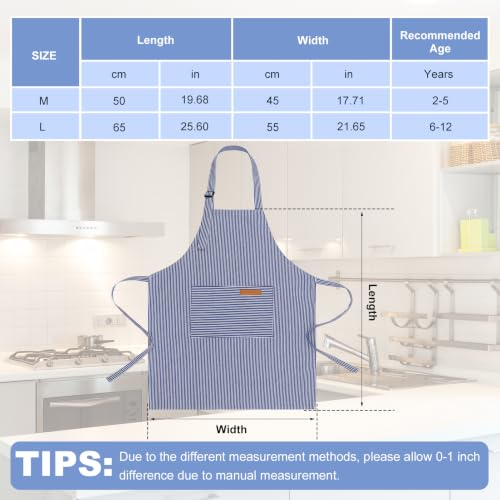 Adjustable Kids Cooking Apron Set - 3 Pack with Pockets