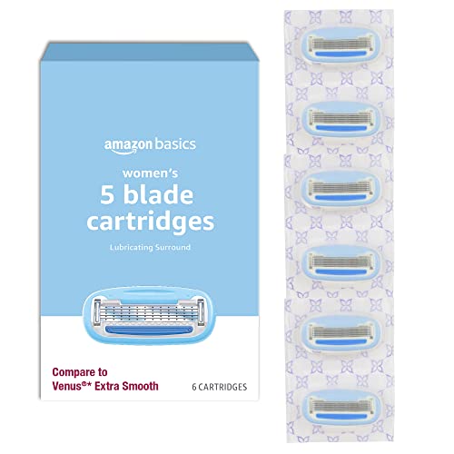 Amazon Basics 5-Blade Razor Refills for Women - 6 Count