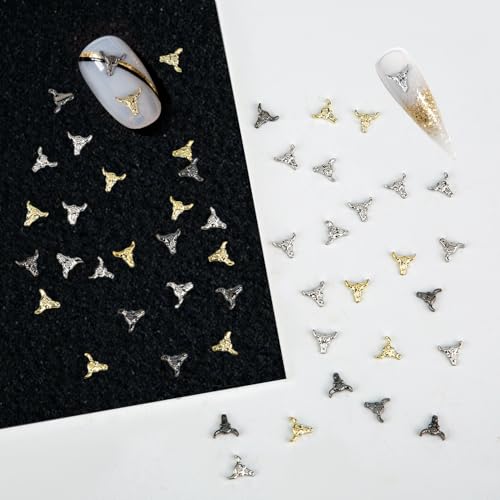 50pcs Bull Head Nail Charms - Halloween Retro Alloy Stickers