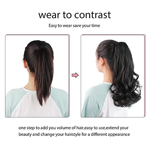 16" Chestnut Red Ponytail Extensions - Synthetic Wavy Claw Clip