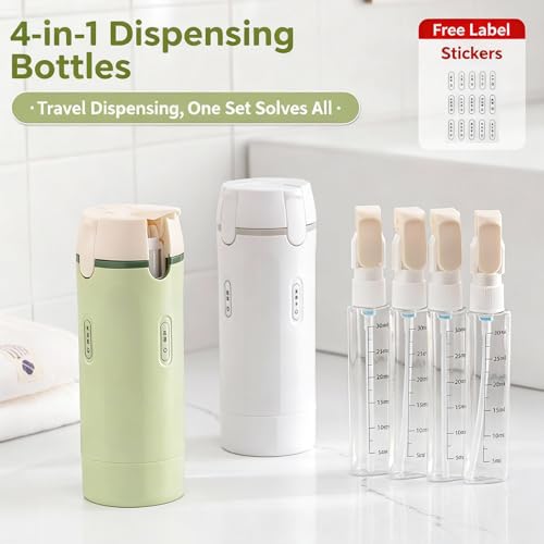 4-in-1 Refillable Travel Dispenser Bottles - Leak Proof Toiletries