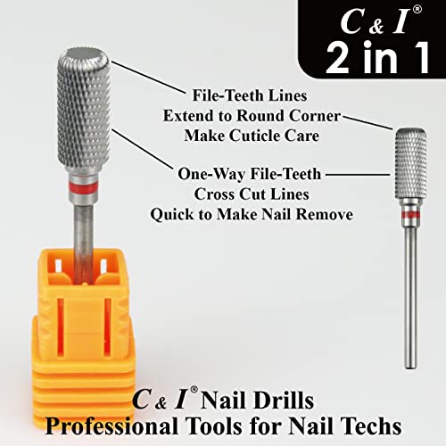 C & I 2 in 1 Nail Drill E-File Fine-F for Cuticle Care & Gel Removal