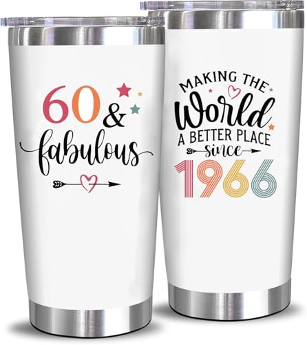 60th Birthday Tumbler for Women - 20 Oz Stainless Steel Gift Mug