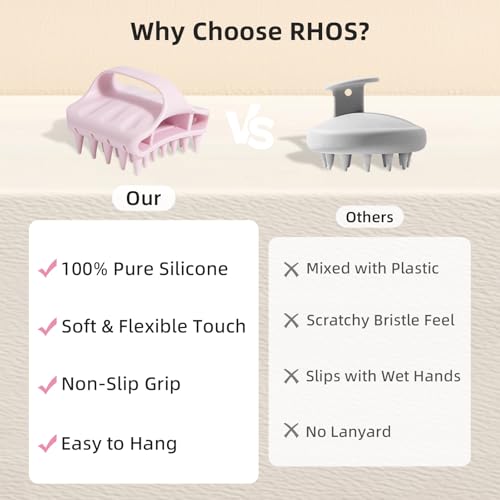 RHOS Scalp Massager Shampoo Brush - Soft Silicone Scrubber for Dandruff