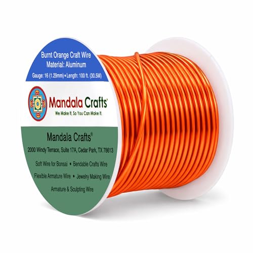 16 Gauge Burnt Orange Anodized Aluminum Craft Wire - 100 FT