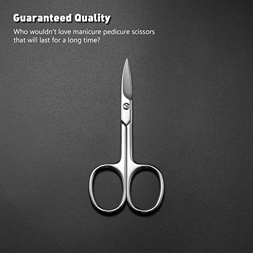BEZOX Shiny Silver Nail Scissors - Ergonomic Curved Blade for Thick Nails