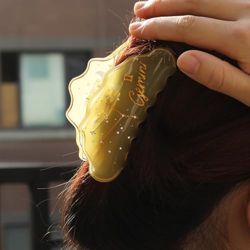 Clip Sugar Gemini Sign Hair Clips for Women, Yellow Acetate Claw Hair Accessories