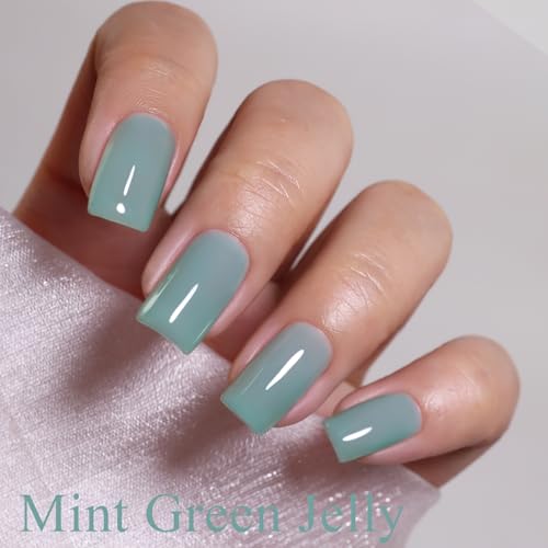 Imtiti Aqua Mint Jelly Gel Nail Polish 10ml - Sheer, Soak-Off UV/LED