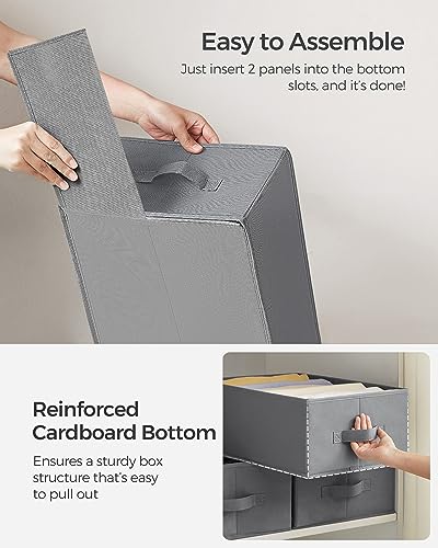 SONGMICS Set of 2 Foldable Wardrobe Organizers, Dove Gray - 6 Compartments for Clothes