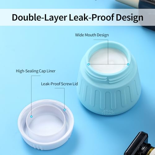 Gemice 3 oz Macaron Travel Containers - Leakproof Toiletry Jars (4-Pack)