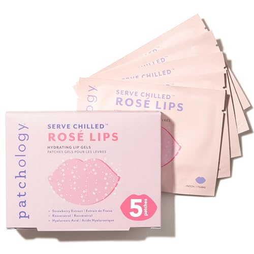 Patchology Rosé Gel Lip Mask - Hydrating Strawberry Lip Treatment | 5ct