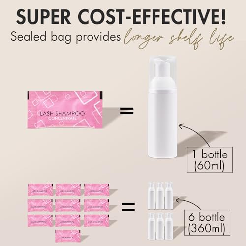 Embagol Lash Shampoo Concentrate - Gentle Cleansing Foam for Eyelash Extensions (6 Bags)