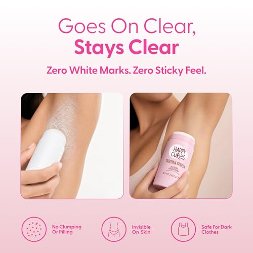 HAPPY CURVES Whole Body Deodorant for Women - Aluminum-Free, Tahitian Vanilla Scent, Long Lasting Odor Control