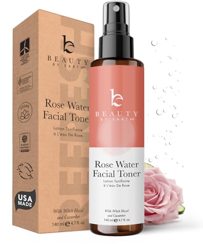 Rose Water Facial Toner Spray 4.7 Fl Oz - Made in USA, Organic & Calming