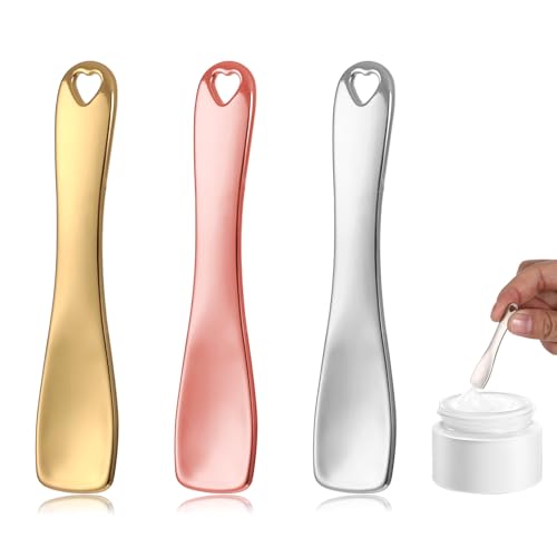 3-Pack Mini Metal Makeup Spatulas - Reusable Stainless Steel Applicators