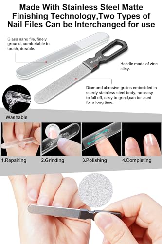 Stainless Steel Nail Clippers with Catcher & Nail Files – No Splash Manicure Set