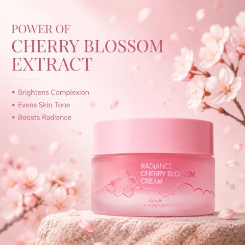 esfolio Cherry Blossom Nourishing Cream - Lightweight Daily Moisturizer 2.82 Oz