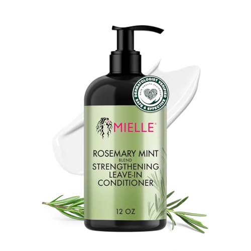 Mielle Organics Rosemary Mint Leave-In Conditioner for Curly Hair - Hydrating Biotin Formula, 12 Oz