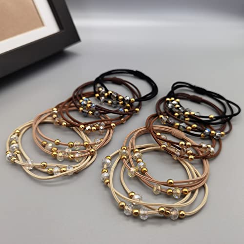 10pcs Small Gold Bead Hair Ties for Women, Elastic Ponytail Holders, Multi Colors