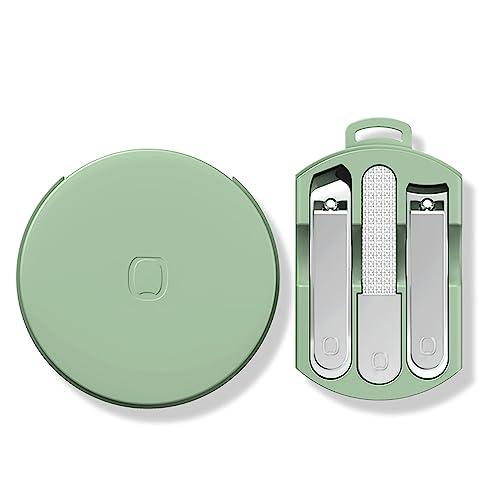 Portable 3-in-1 Stainless Steel Manicure Set with Macaron Green Case