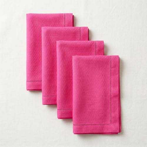 Palisa Hot Pink Cotton Cloth Napkins - Set of 4, 18x18 Inch
