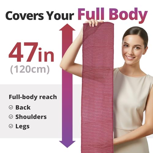 Aisen Japanese Exfoliating Shower Towel - 47" Extra-Long Body Scrubber