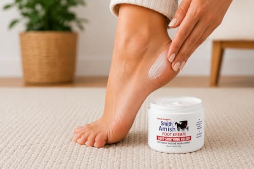 Smith Amish Foot Cream - Deep Moisturizing Relief for Tired Feet & Legs, 4.5 oz with Tea Tree & Peppermint