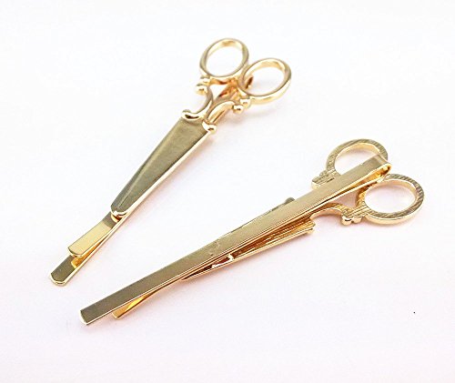 Gold and Silver Scissors-Shaped Hair Clips 4-Pack for Weddings & Parties