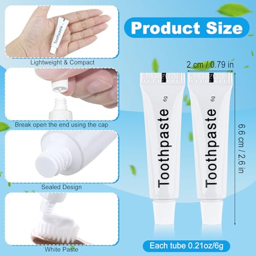 Travel Toothpaste Bulk - 100 Pack 6g Disposable Mini Tubes for Travel
