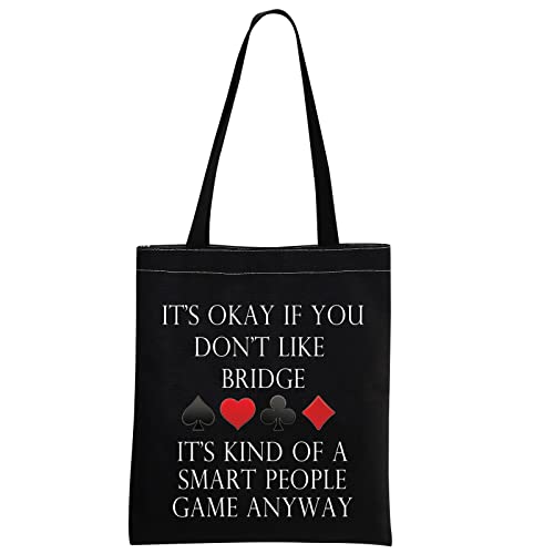 Black Bridge Canvas Tote Bag for Card Game Lovers - MNIGIU