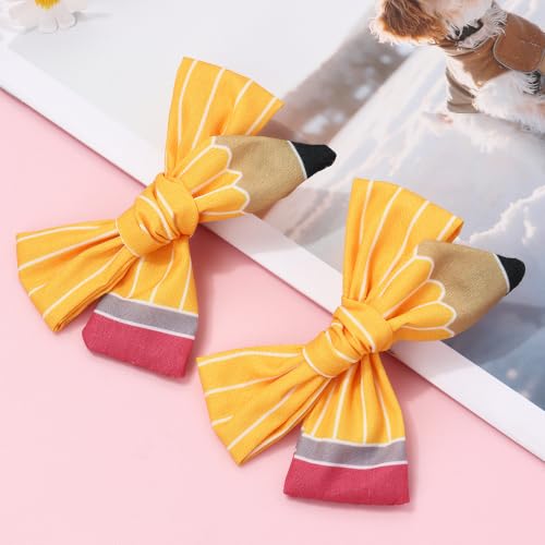 Cute Yellow Striped Pencil Hair Bows Clips - 2 PCS