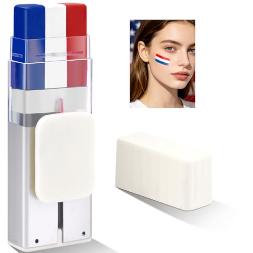 LYRADEW 3-in-1 Red White and Blue Face Paint Stick for 4th of July & Sports Events