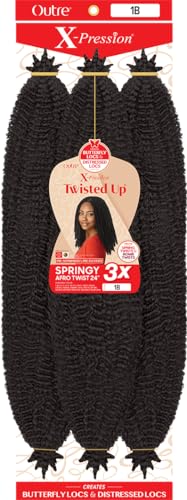 Outre X-Pression 24" Springy Afro Twist Crochet Braids - 1B