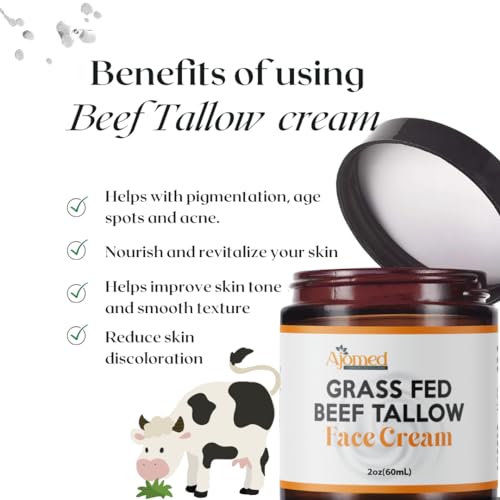Unscented Beef Tallow Face Moisturizer - Natural Nourishing Skin Cream for Sensitive & Dry Skin