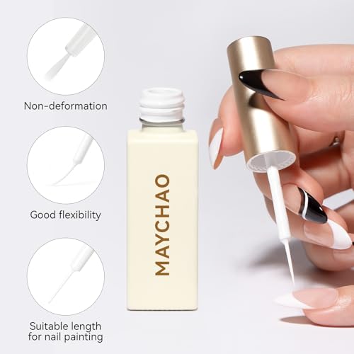MAYCHAO White Swirl Gel Liner Polish - 8ml, Thin Brush for Nail Art