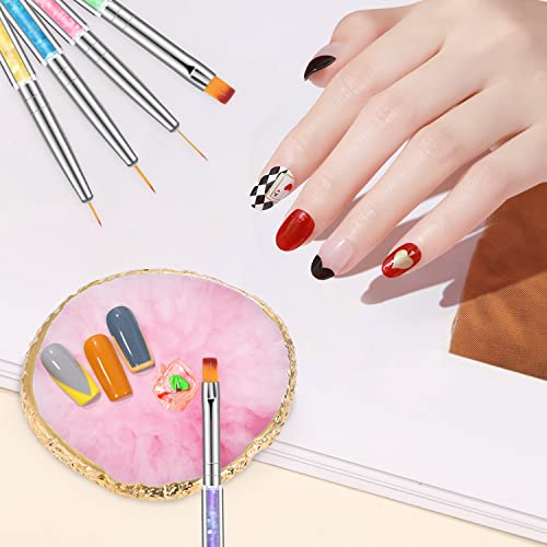 BESARME 6-Piece Resin Nail Art Palette Set with 5 Brushes