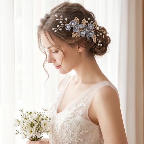 NUOBESTY Bridal Hair Comb and Pins Set - Floral Rhinestone Hair Accessories